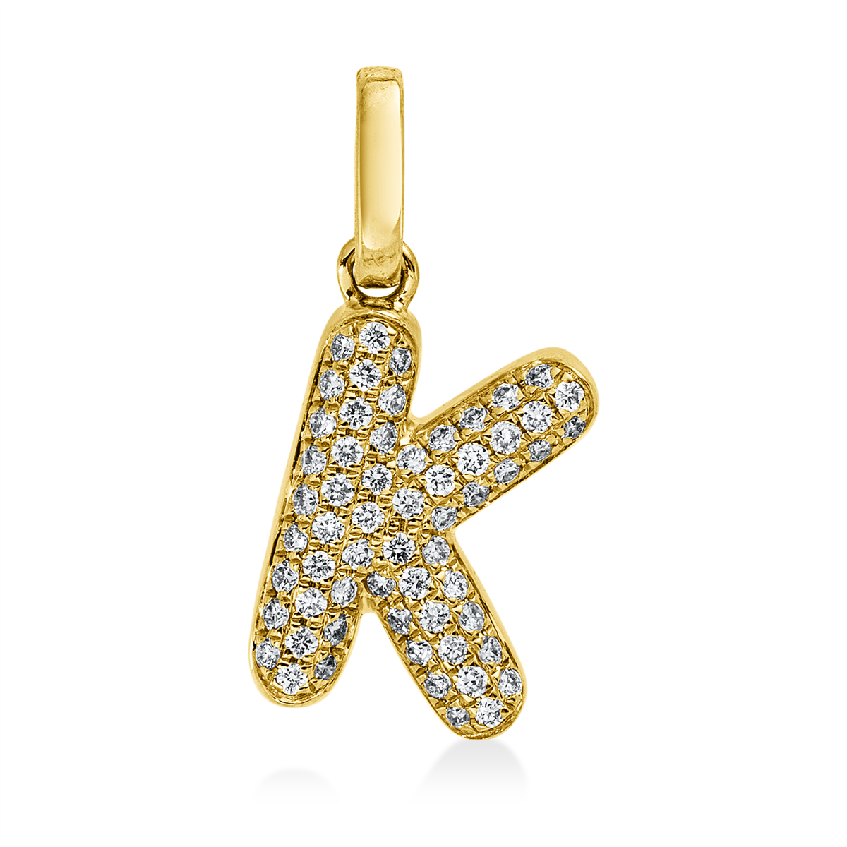diamond full cut  letter pendant in yellow gold