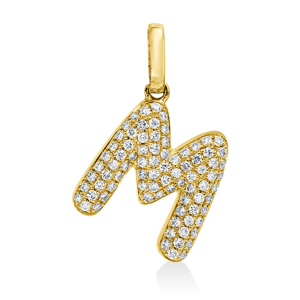 diamond full cut  letter pendant in yellow gold