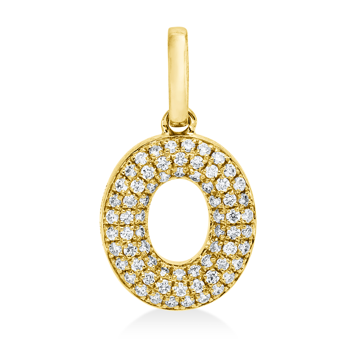 diamond full cut  letter pendant in yellow gold