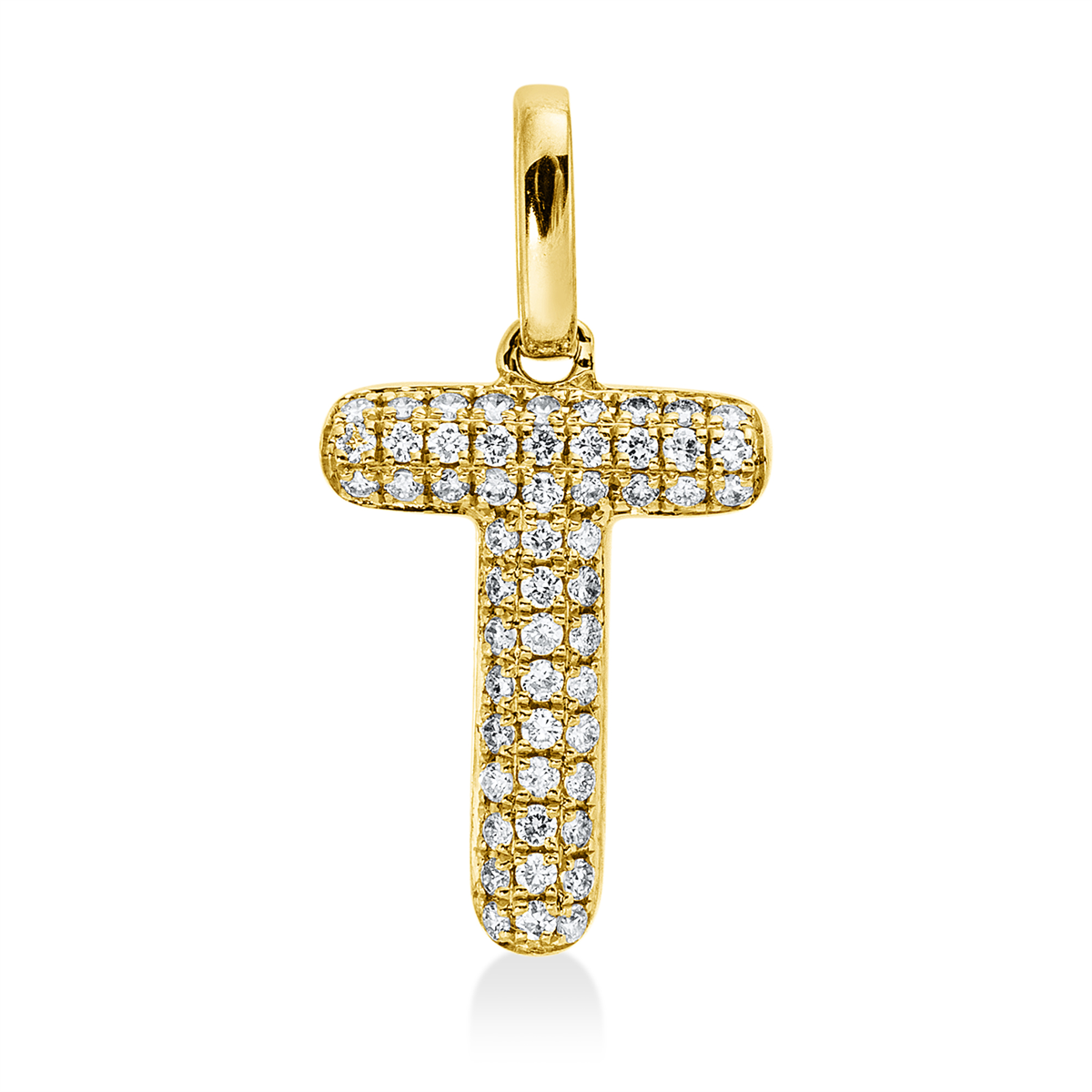 diamond full cut  letter pendant in yellow gold