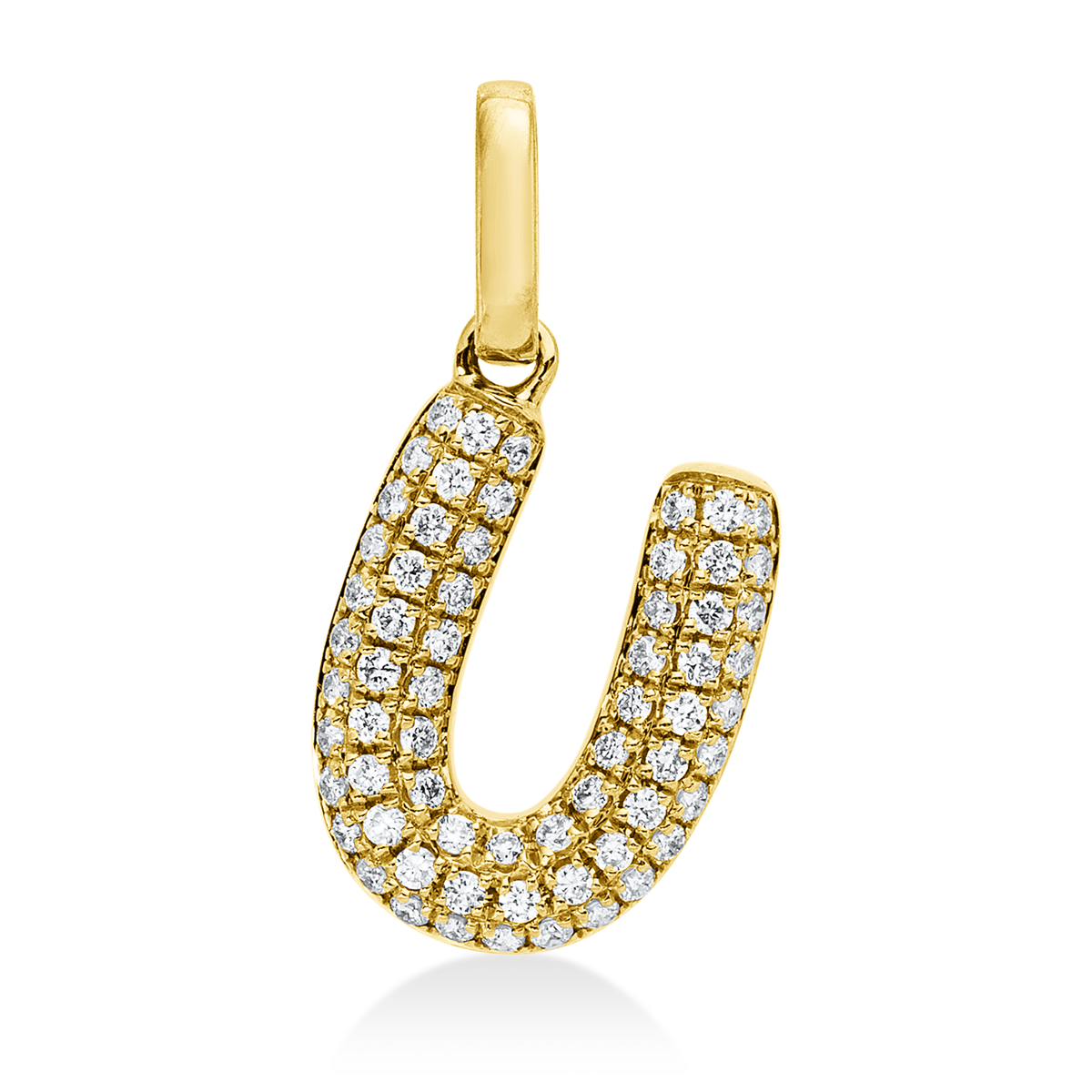 diamond full cut  letter pendant in yellow gold