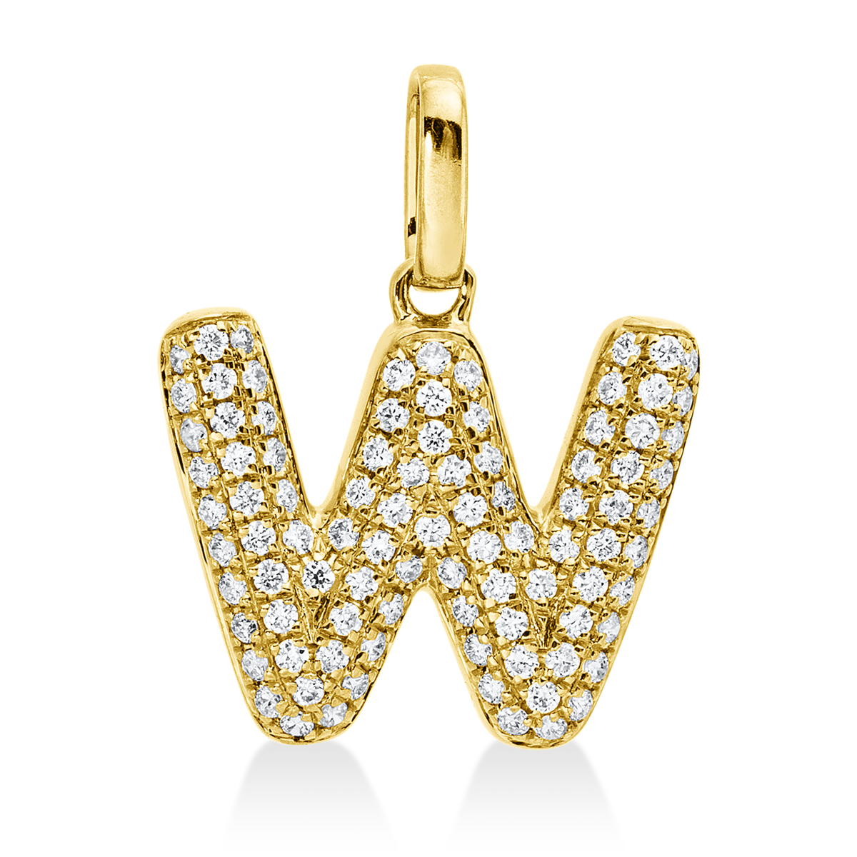 diamond full cut  letter pendant in yellow gold