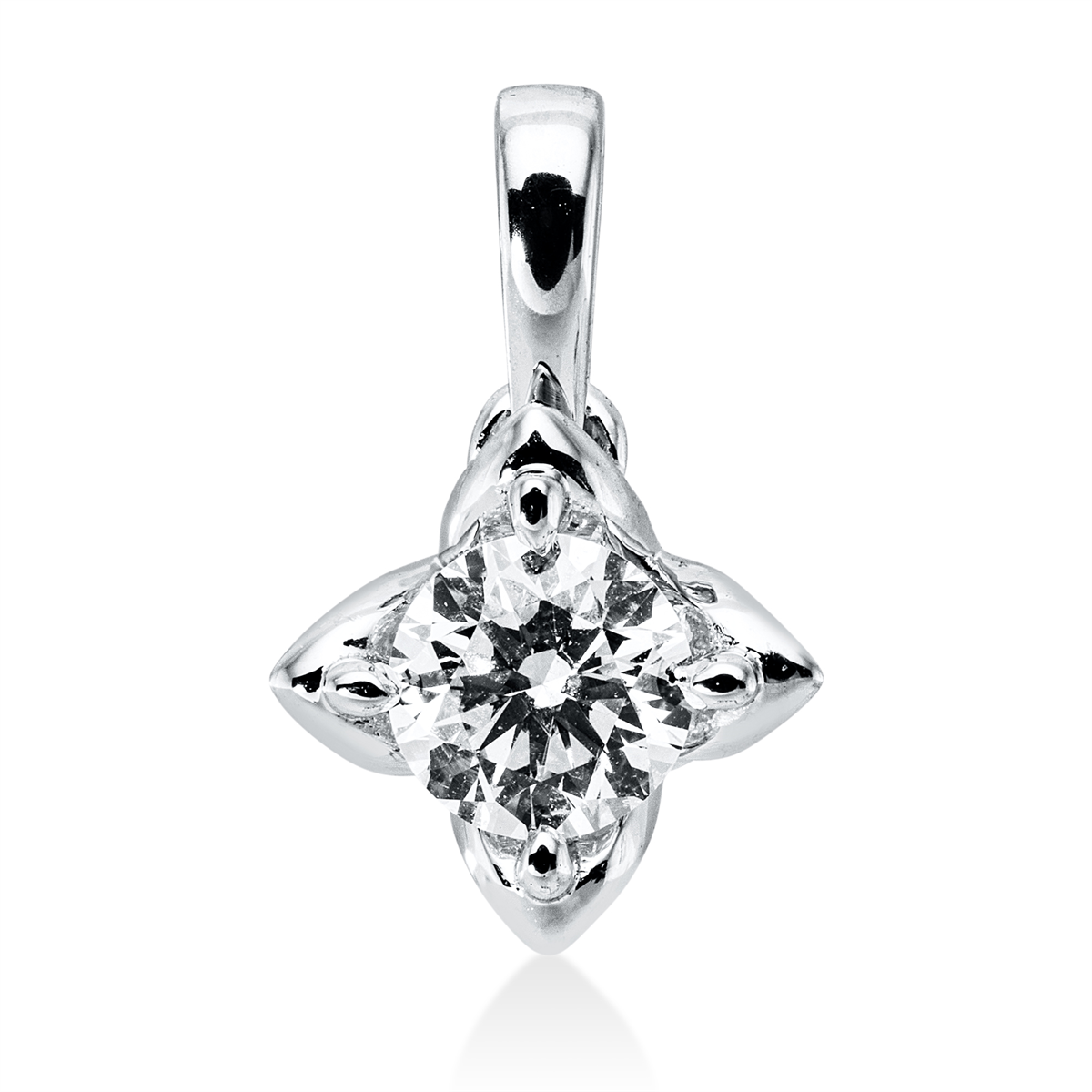 diamond full cut  solitaire pendant in white gold