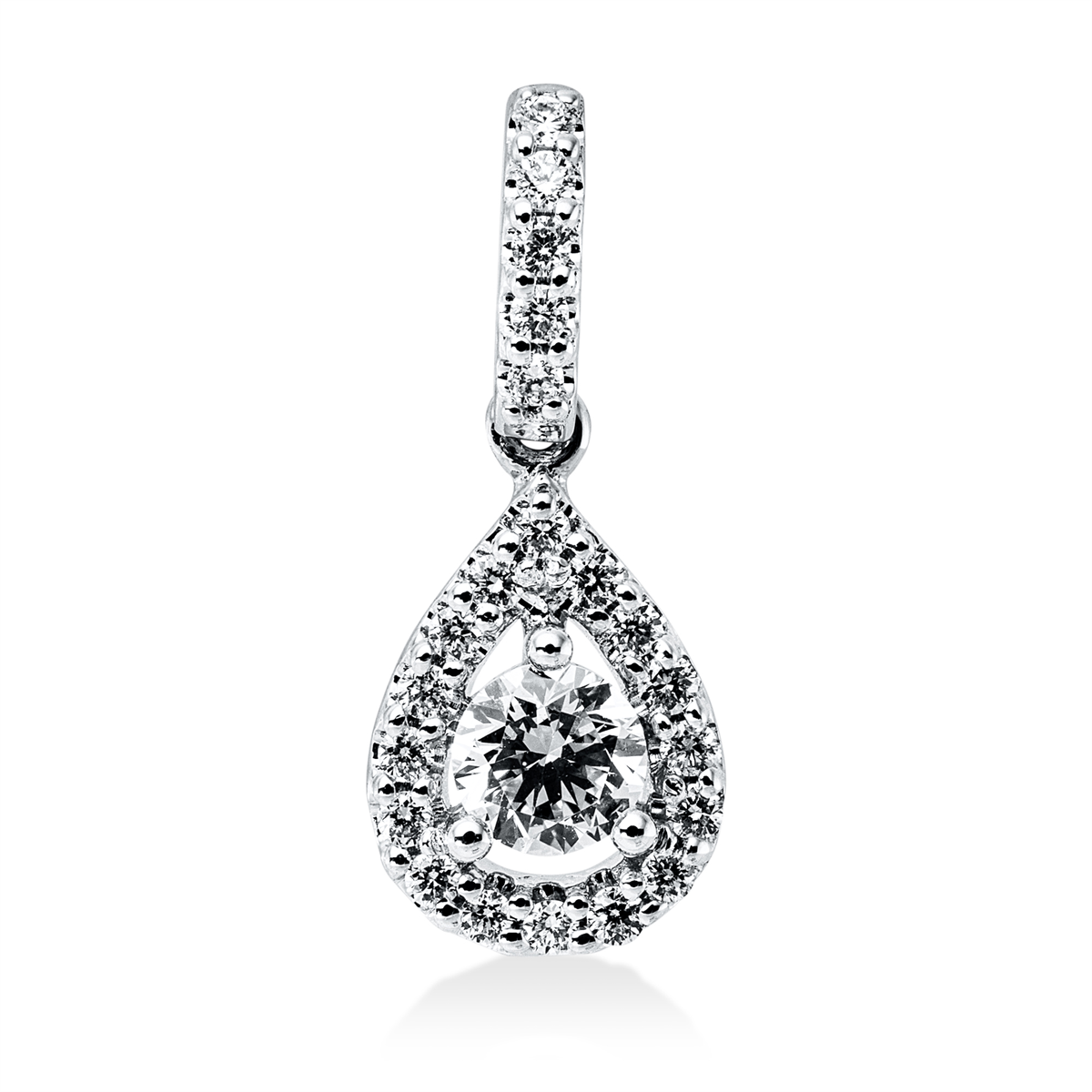 diamond full cut  solitaire with accent stones pendant in white gold