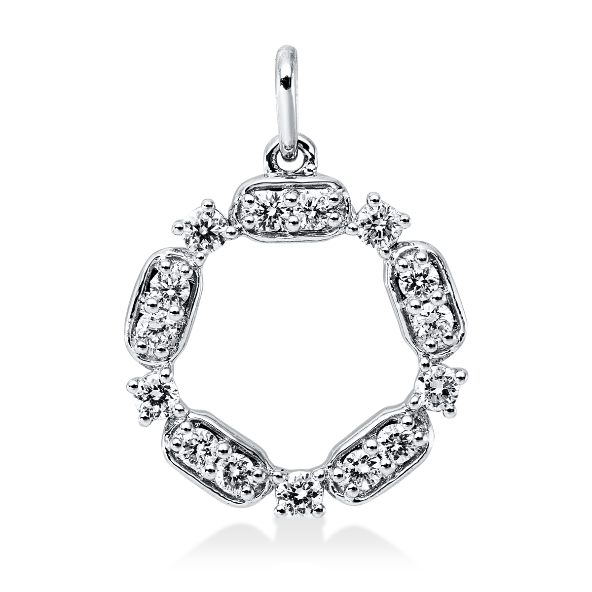 diamond full cut  modern woman pendant in white gold