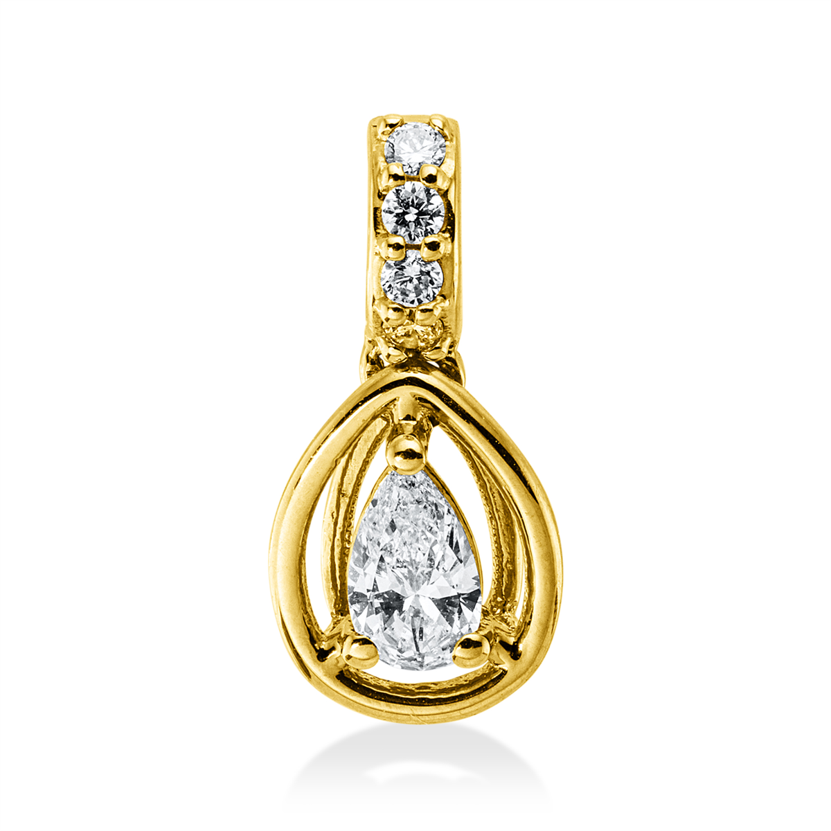 diamond full cut  solitaire with accent stones pendant in yellow gold