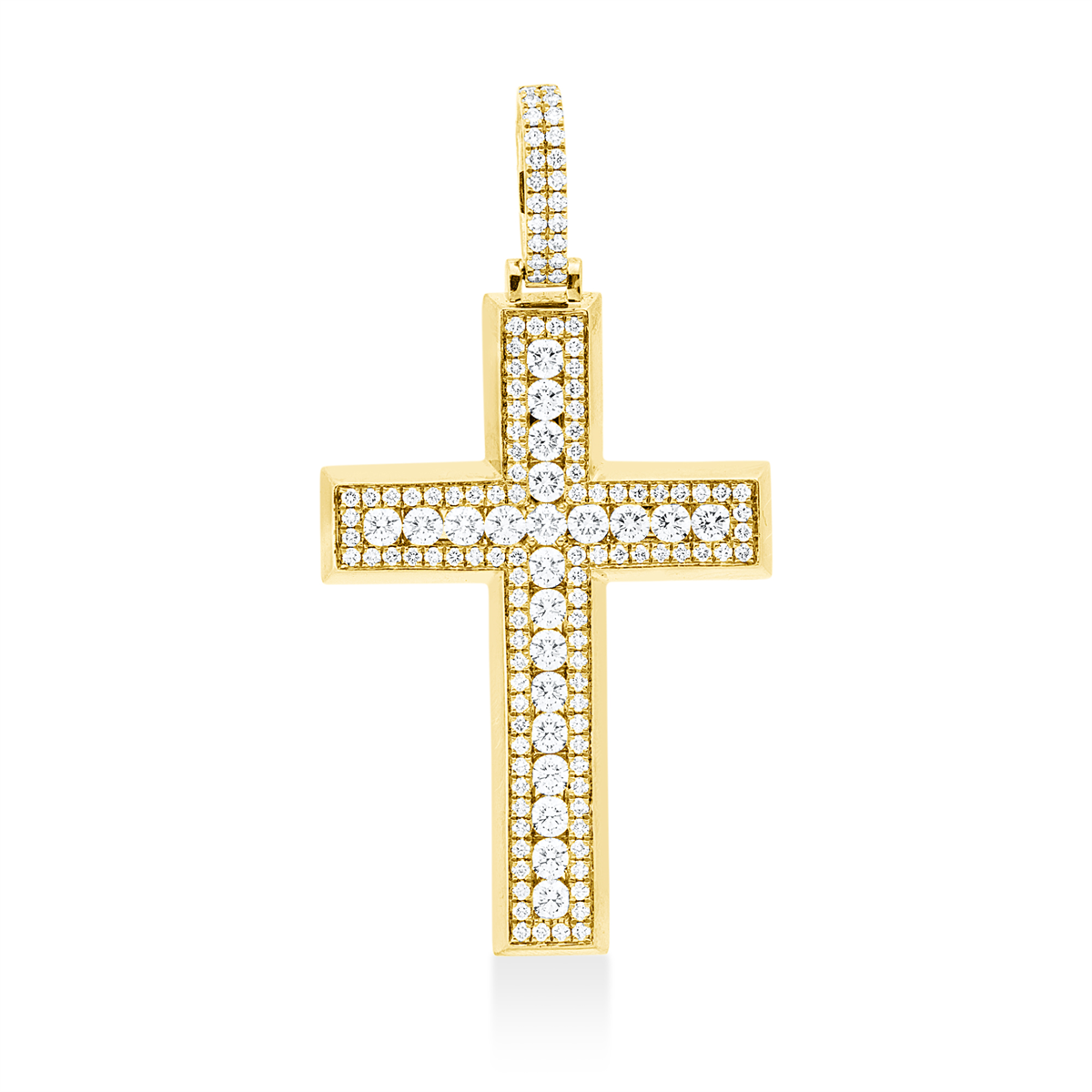 diamond full cut  cross pendant in yellow gold