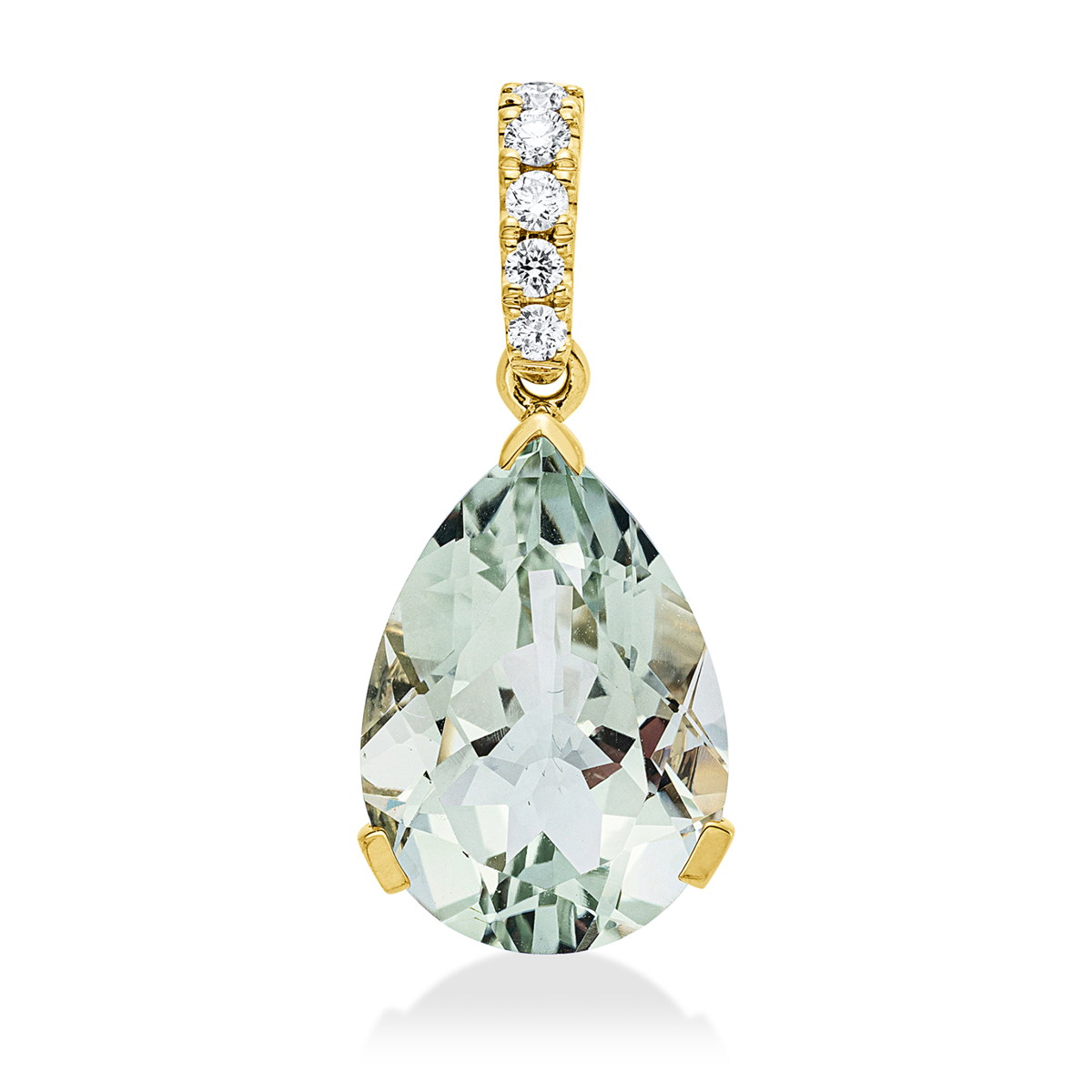 diamond full cut amethyst colored stone fashion pendant in yellow gold
