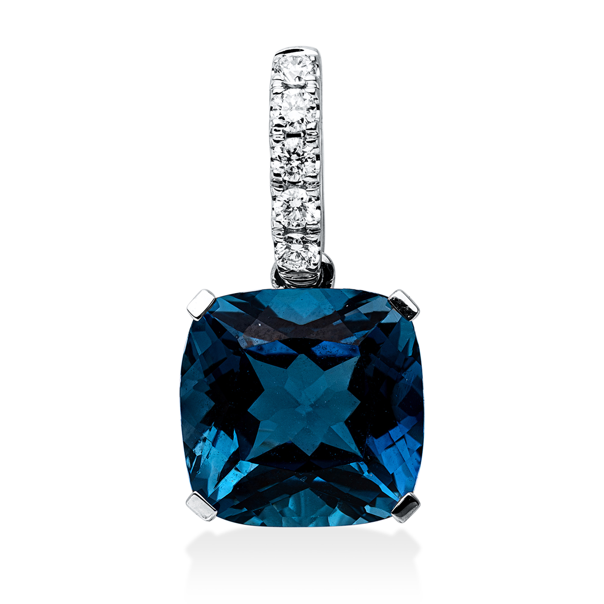 diamond full cut topaz colored stone fashion pendant in white gold