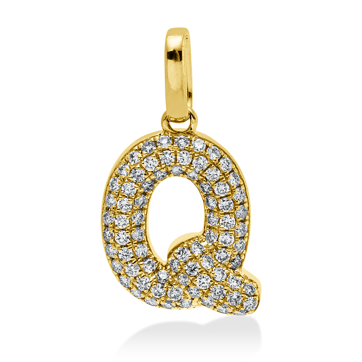 diamond full cut  letter pendant in yellow gold