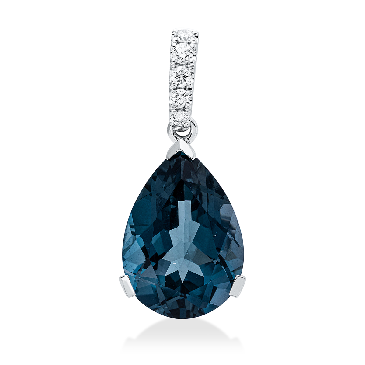 diamond full cut topaz colored stone fashion pendant in white gold
