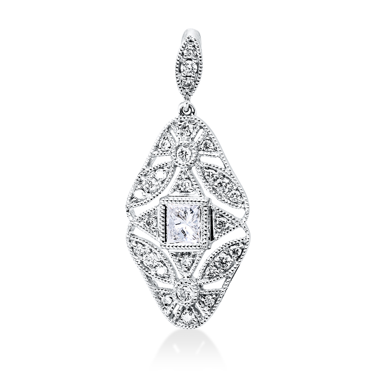 diamond full cut  modern woman pendant in white gold