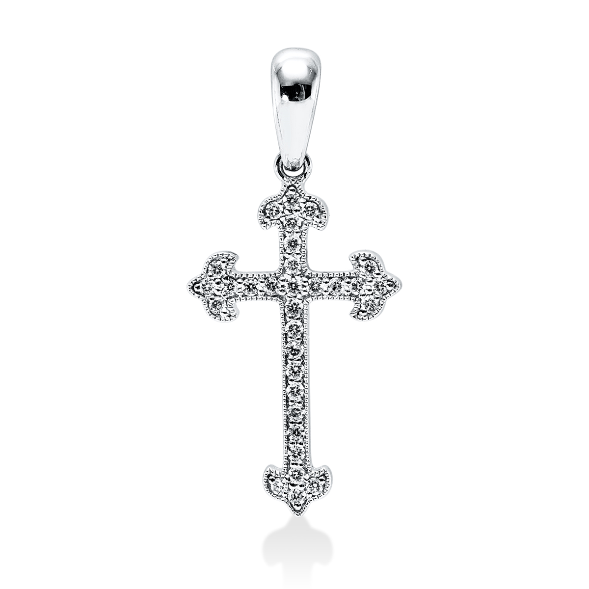 diamond full cut  cross pendant in white gold