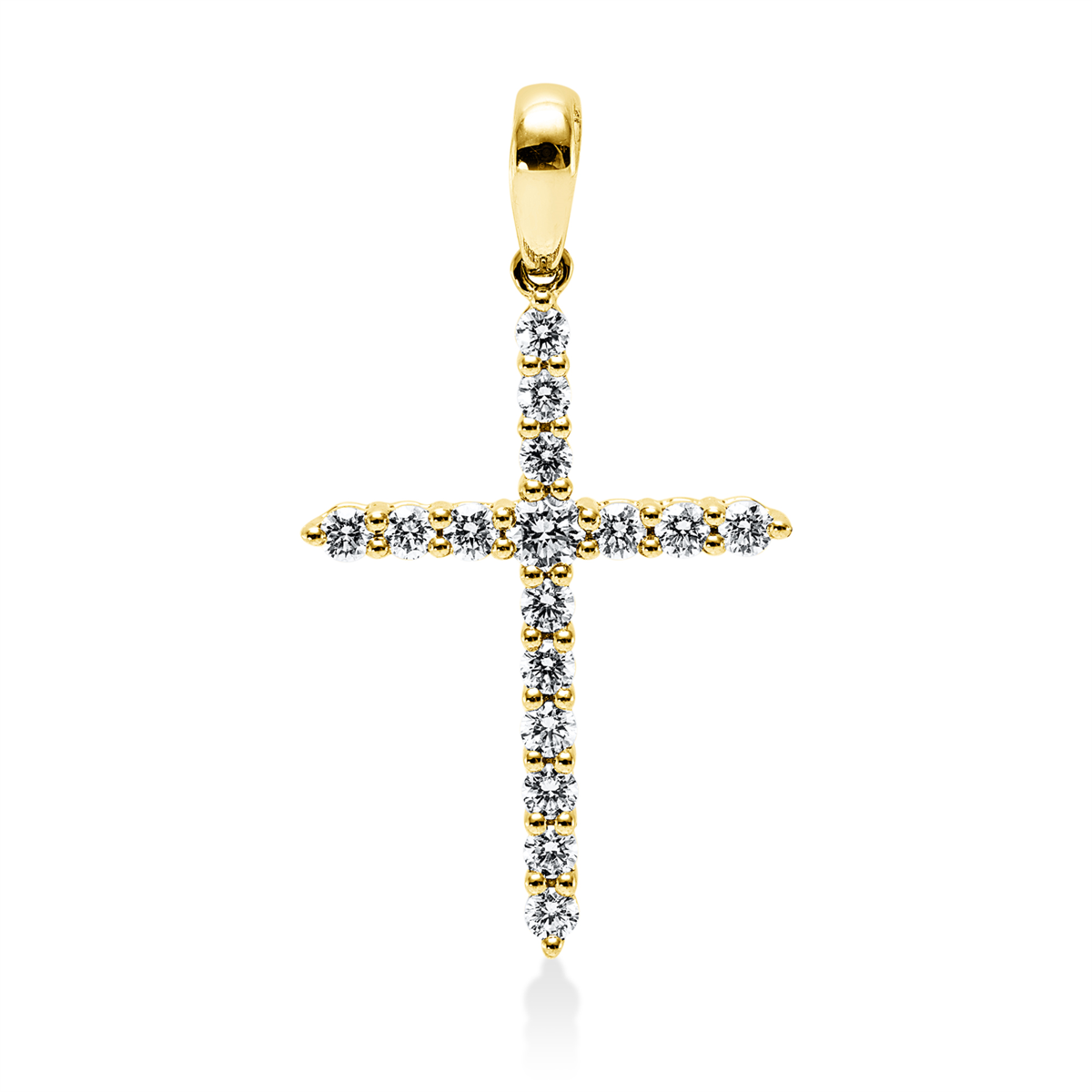 diamond full cut  cross pendant in yellow gold