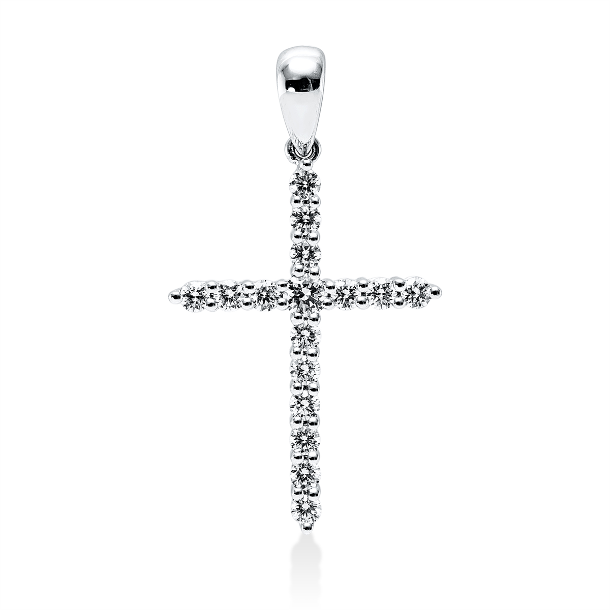 diamond full cut  cross pendant in white gold