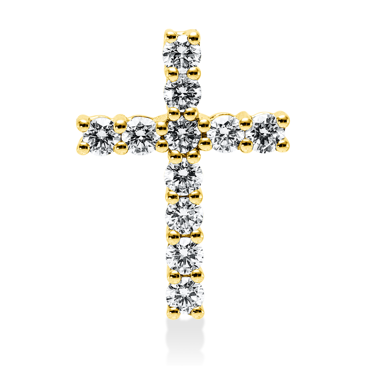 diamond full cut  cross pendant in yellow gold