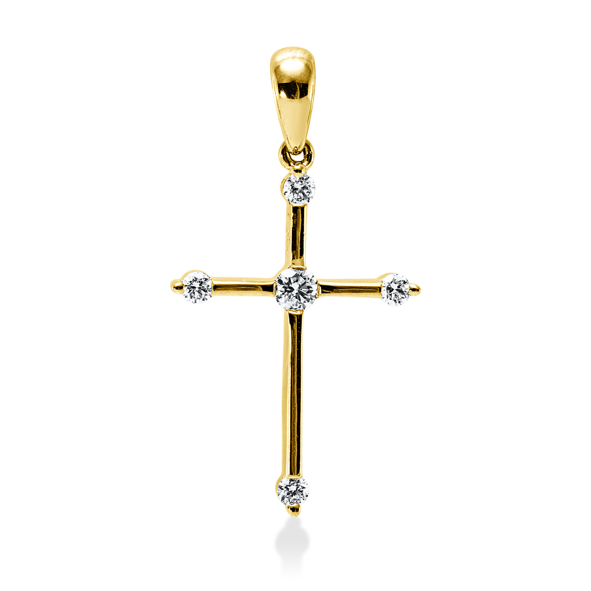 diamond full cut  cross pendant in yellow gold