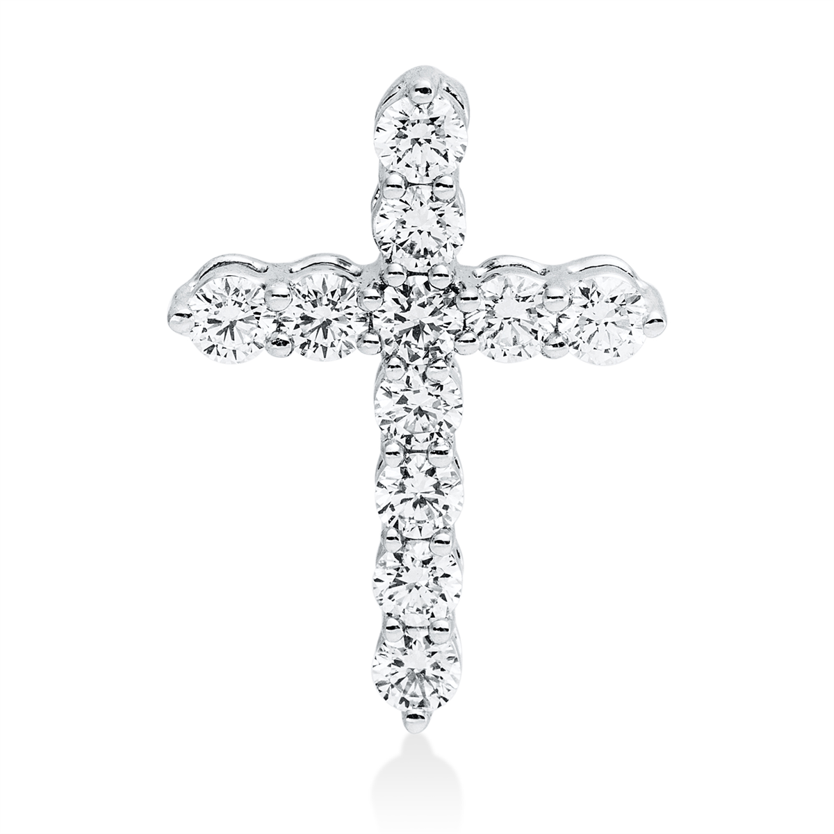 diamond full cut  cross pendant in white gold