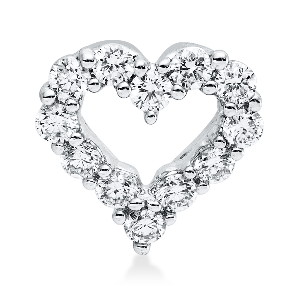 diamond full cut  heart pendant in white gold