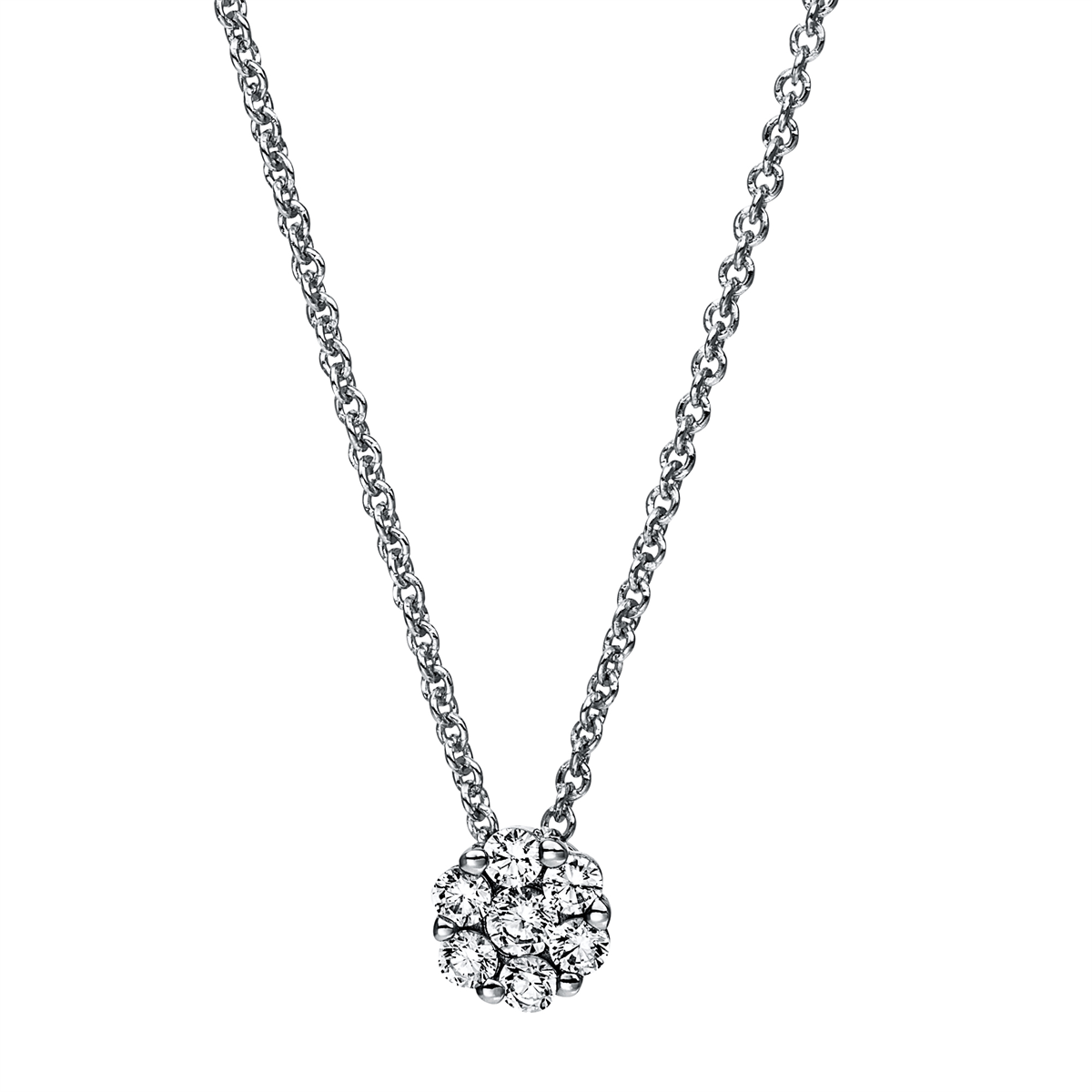 diamond full cut  illusion classic necklace in white gold