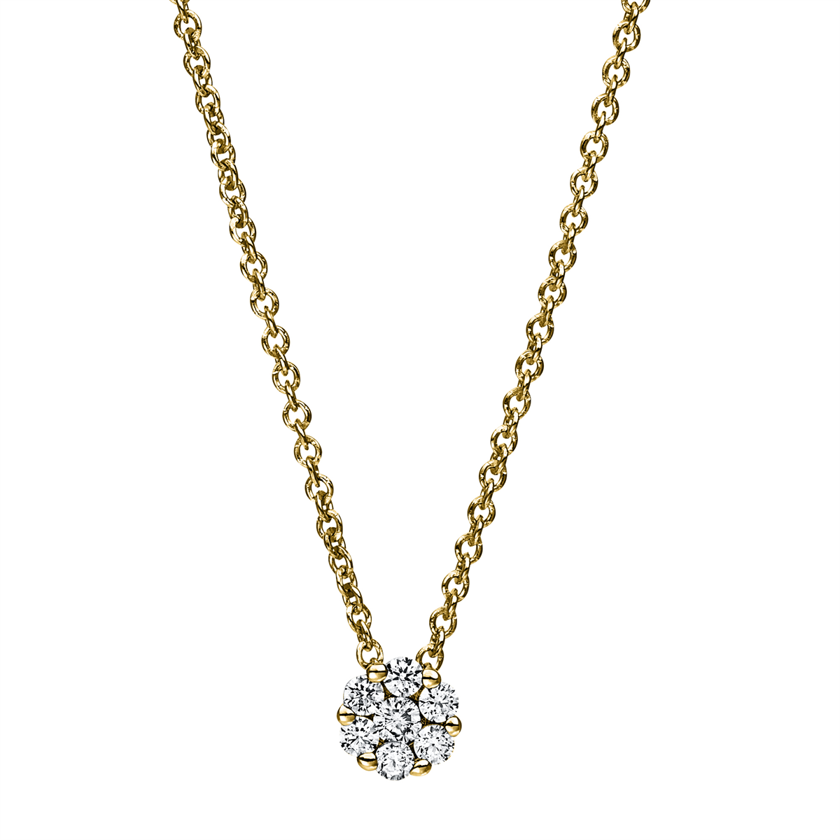 diamond full cut  illusion classic necklace in yellow gold