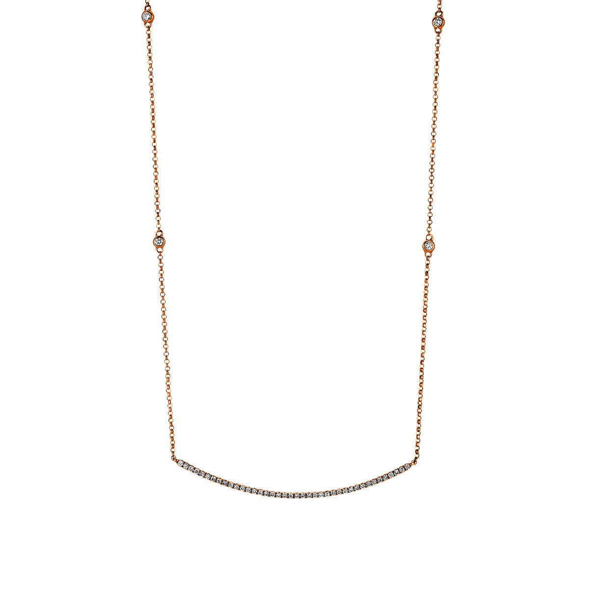 diamond full cut  multi-stone necklace in red gold