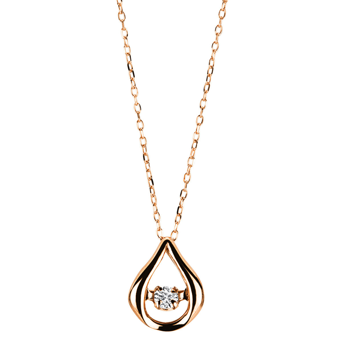 diamond full cut  dancing diamond necklace in red gold