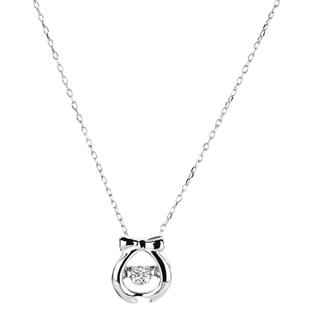diamond full cut  dancing diamond necklace in white gold