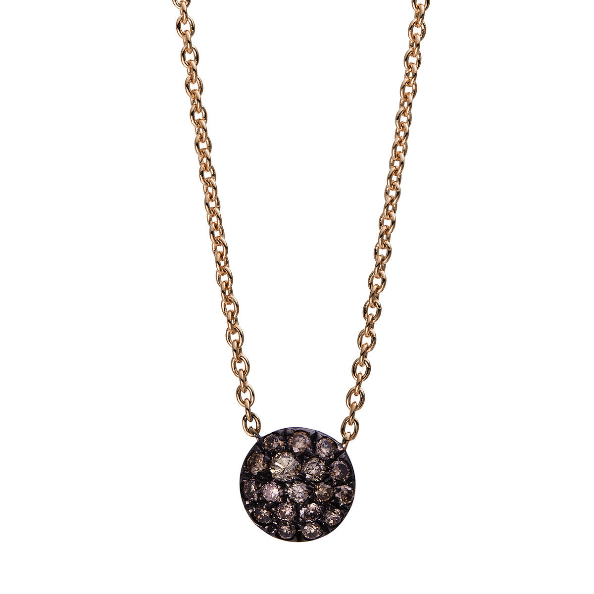 diamond full cut  pavé necklace in red gold