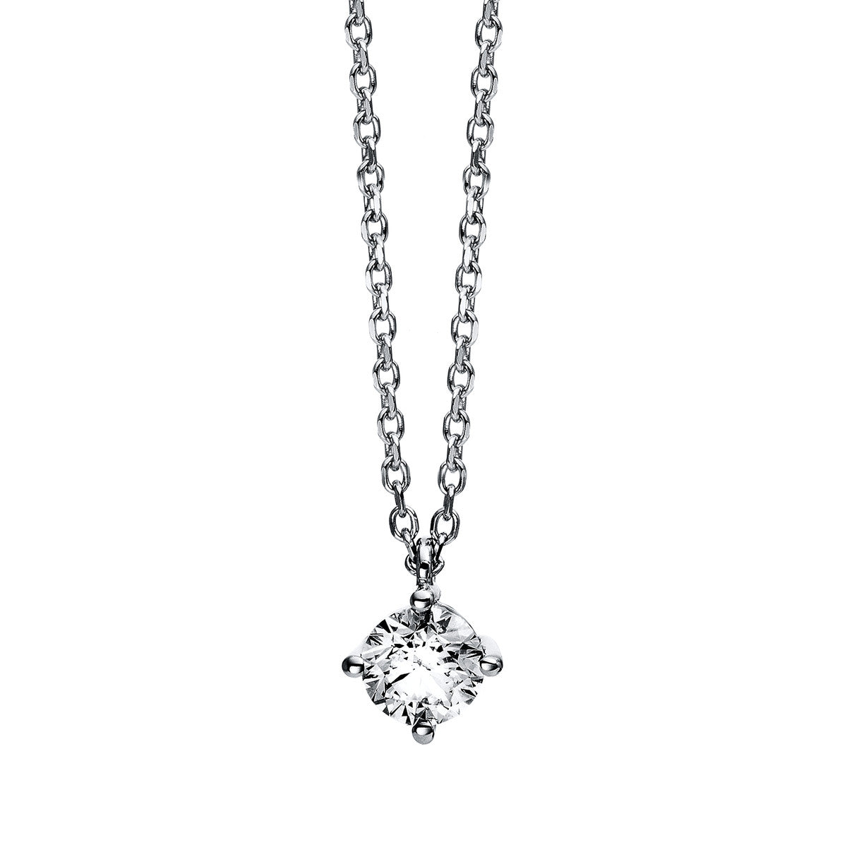 diamond full cut  solitaire necklace in white gold