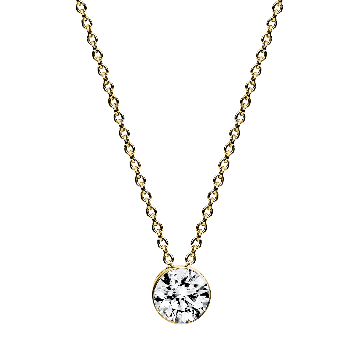 diamond full cut  solitaire necklace in yellow gold