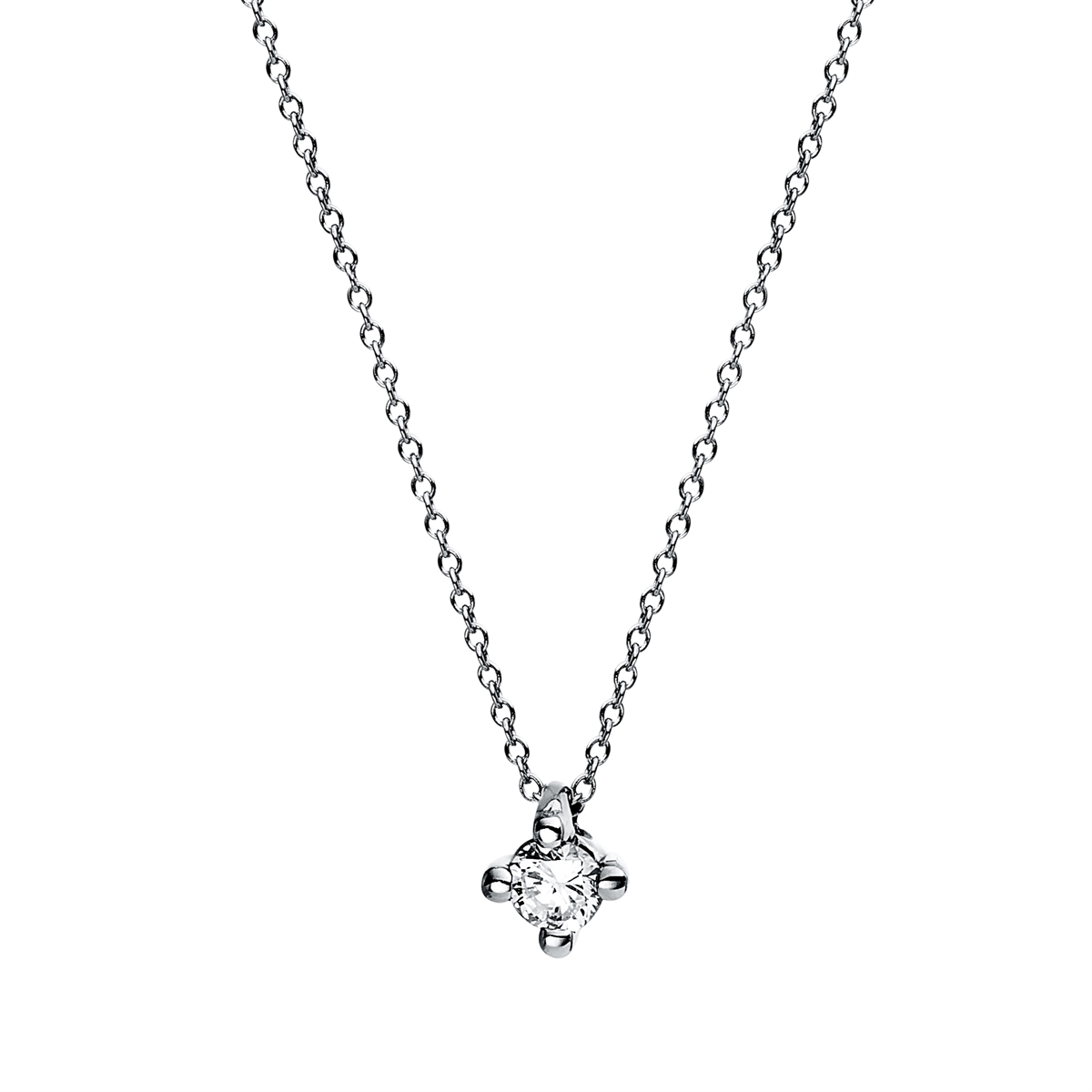 diamond full cut  solitaire necklace in white gold