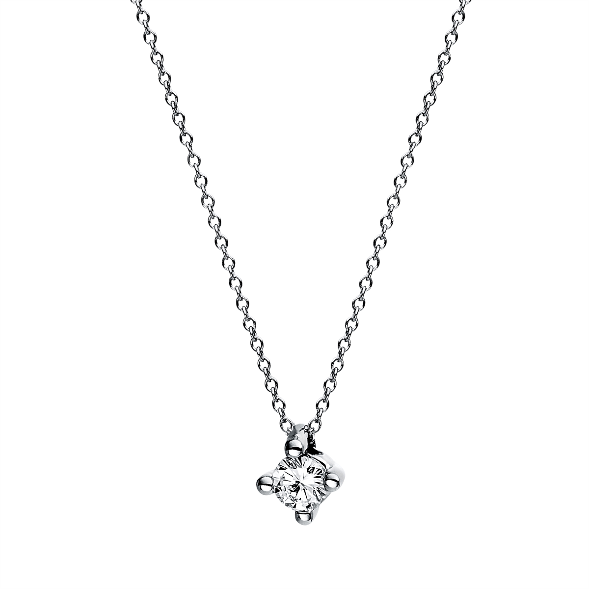 diamond full cut  solitaire necklace in white gold