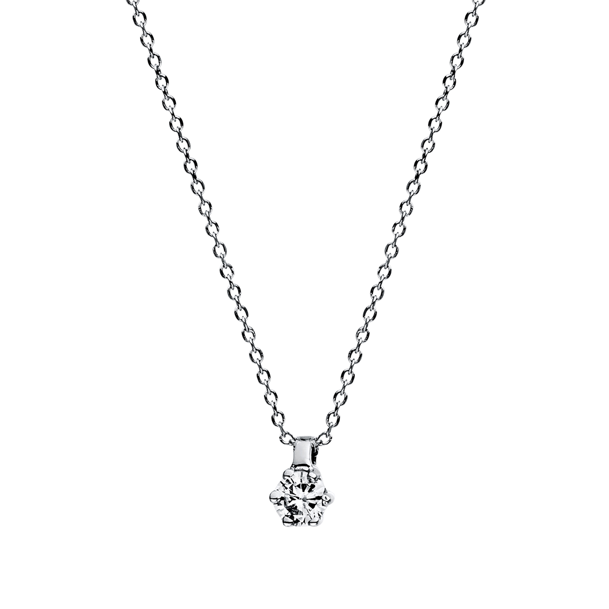 diamond full cut  solitaire necklace in white gold