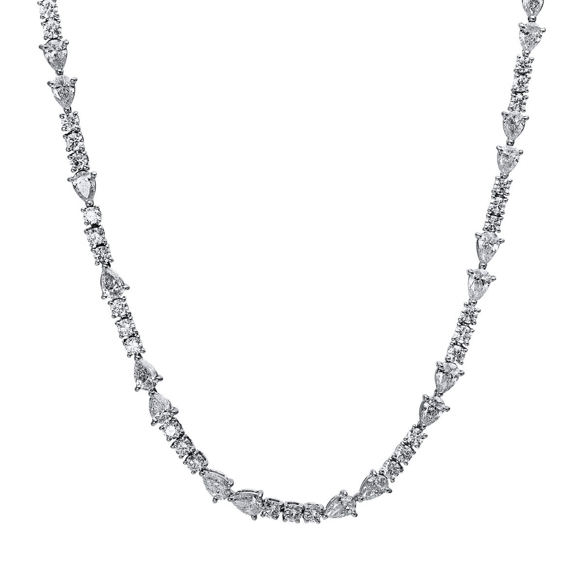diamond full cut  multi-stone necklace in white gold