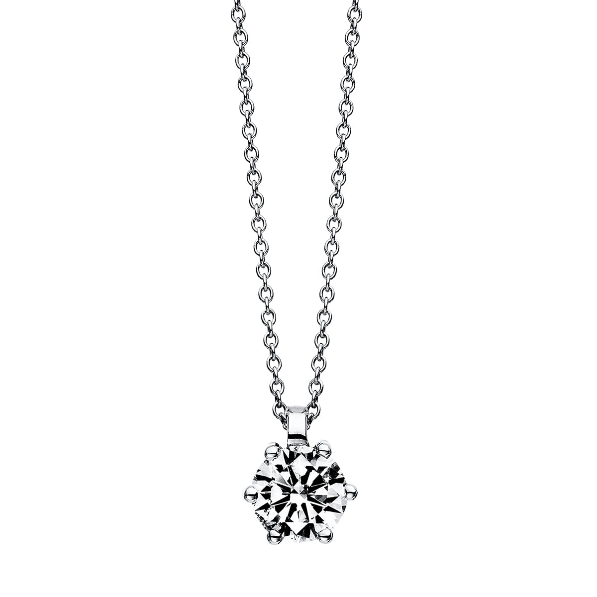 diamond full cut  solitaire necklace in white gold