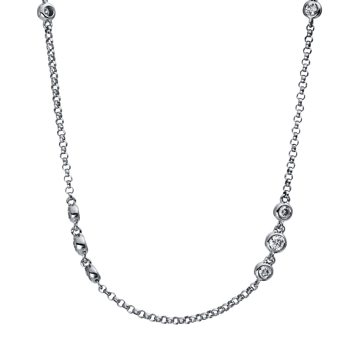 diamond full cut  modern woman necklace in white gold