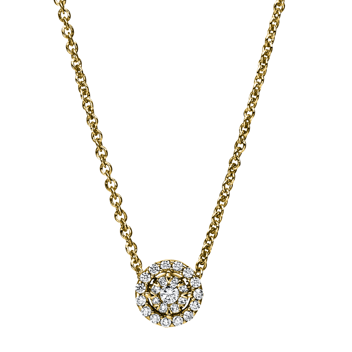 diamond full cut  illusion classic necklace in yellow gold