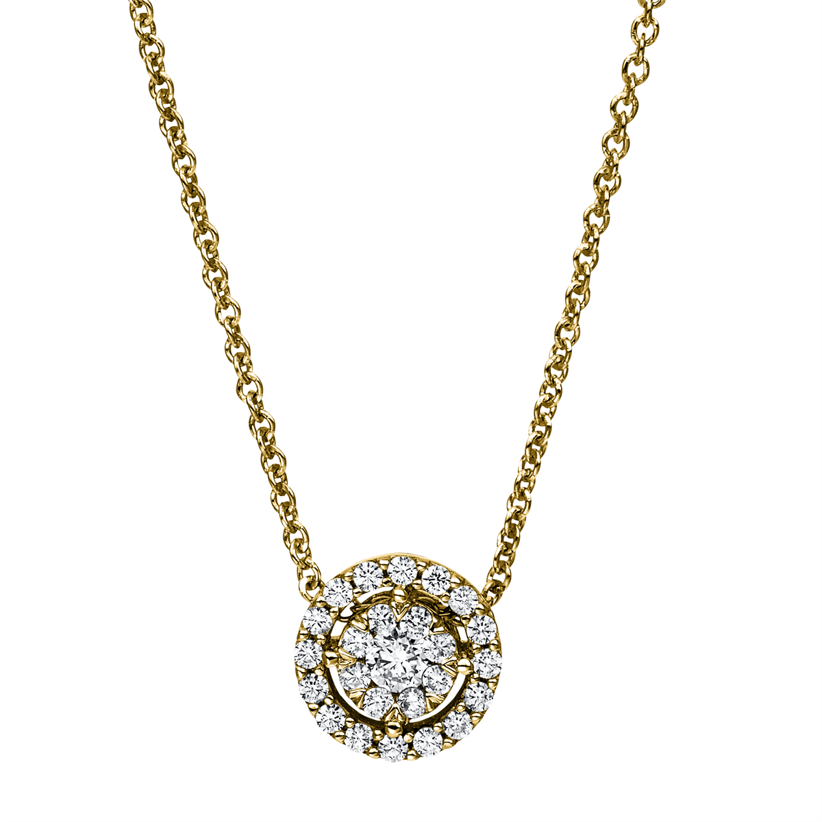 diamond full cut  illusion classic necklace in yellow gold