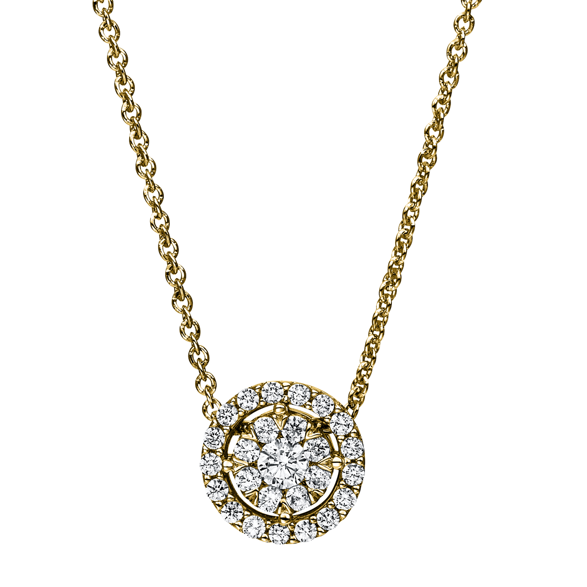 diamond full cut  illusion classic necklace in yellow gold