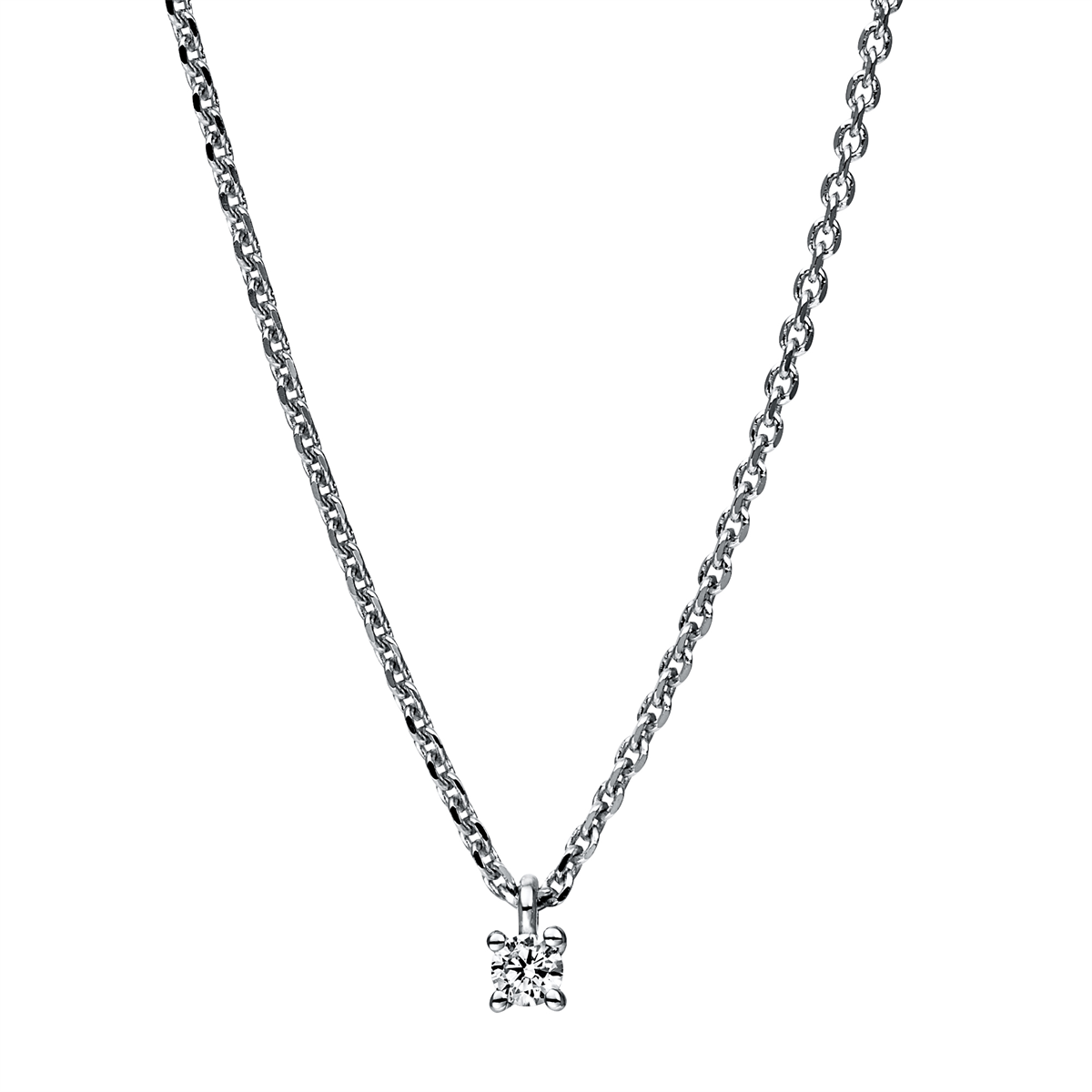 diamond full cut  solitaire necklace in white gold