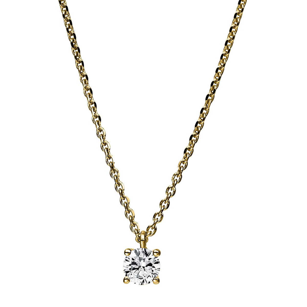diamond full cut  solitaire necklace in yellow gold
