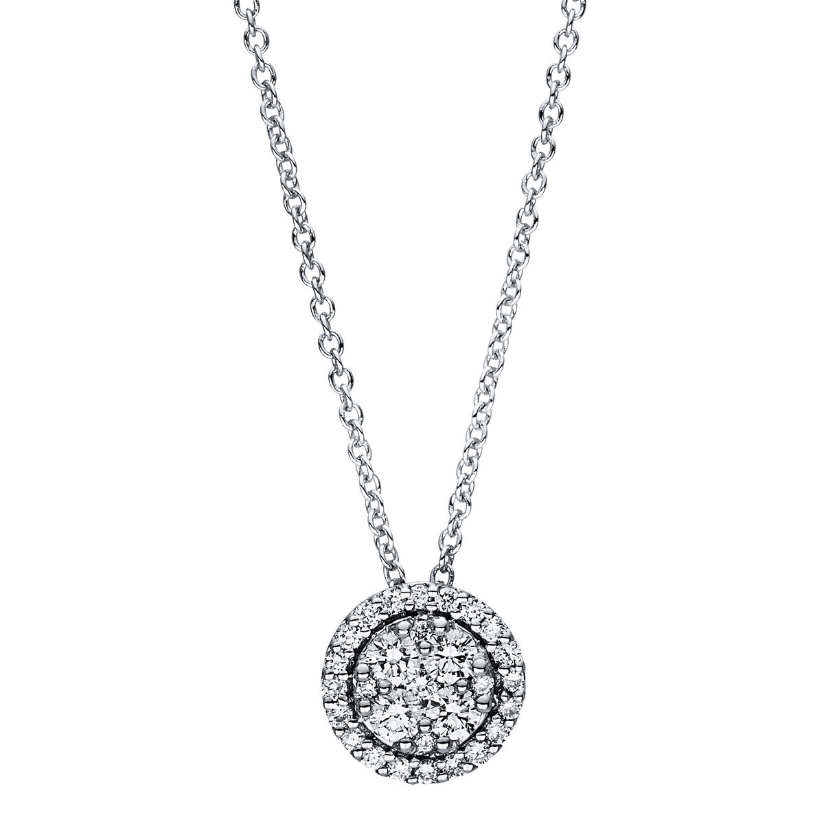 diamond full cut  illusion classic necklace in white gold
