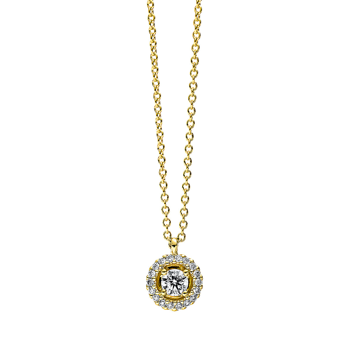 diamond full cut  modern woman necklace in yellow gold
