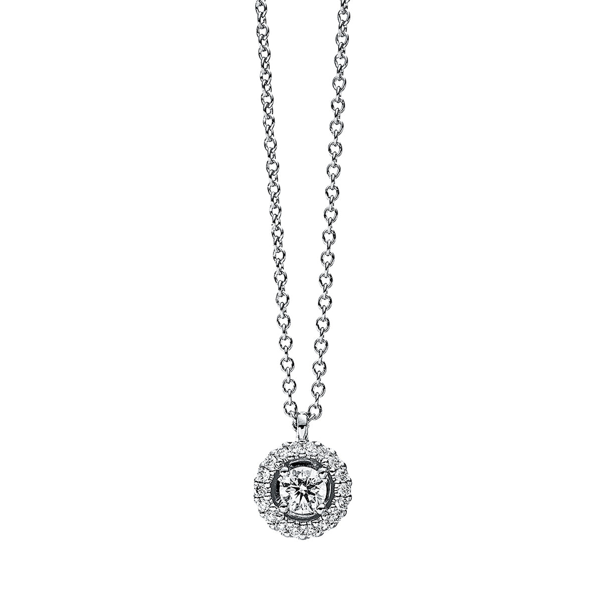diamond full cut  modern woman necklace in white gold