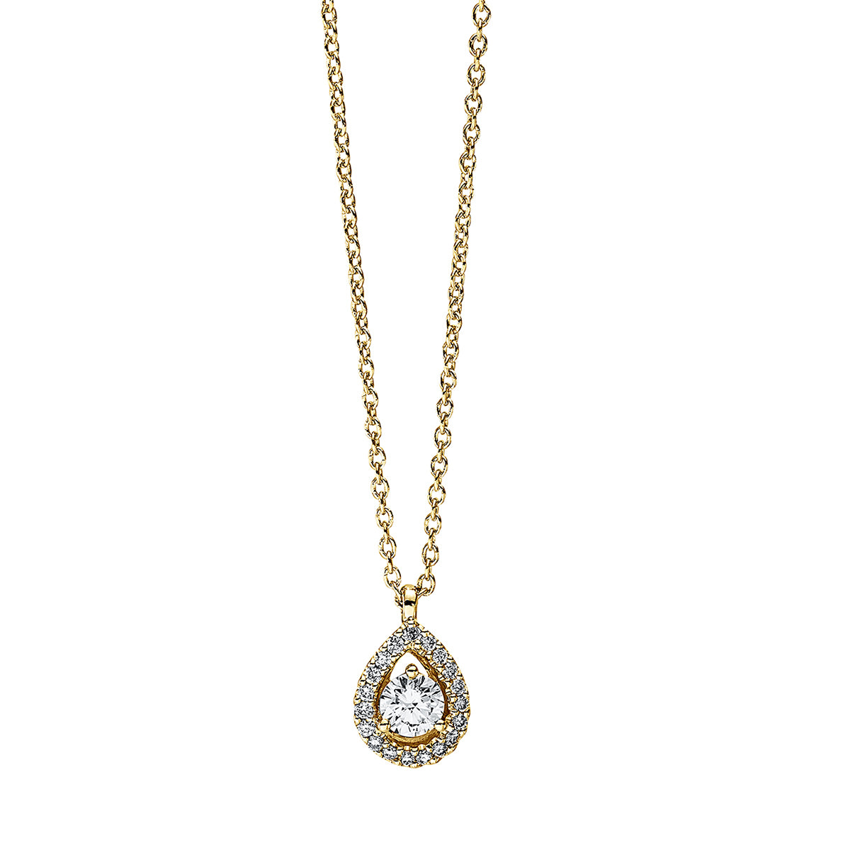 diamond full cut  solitaire with accent stones necklace in yellow gold