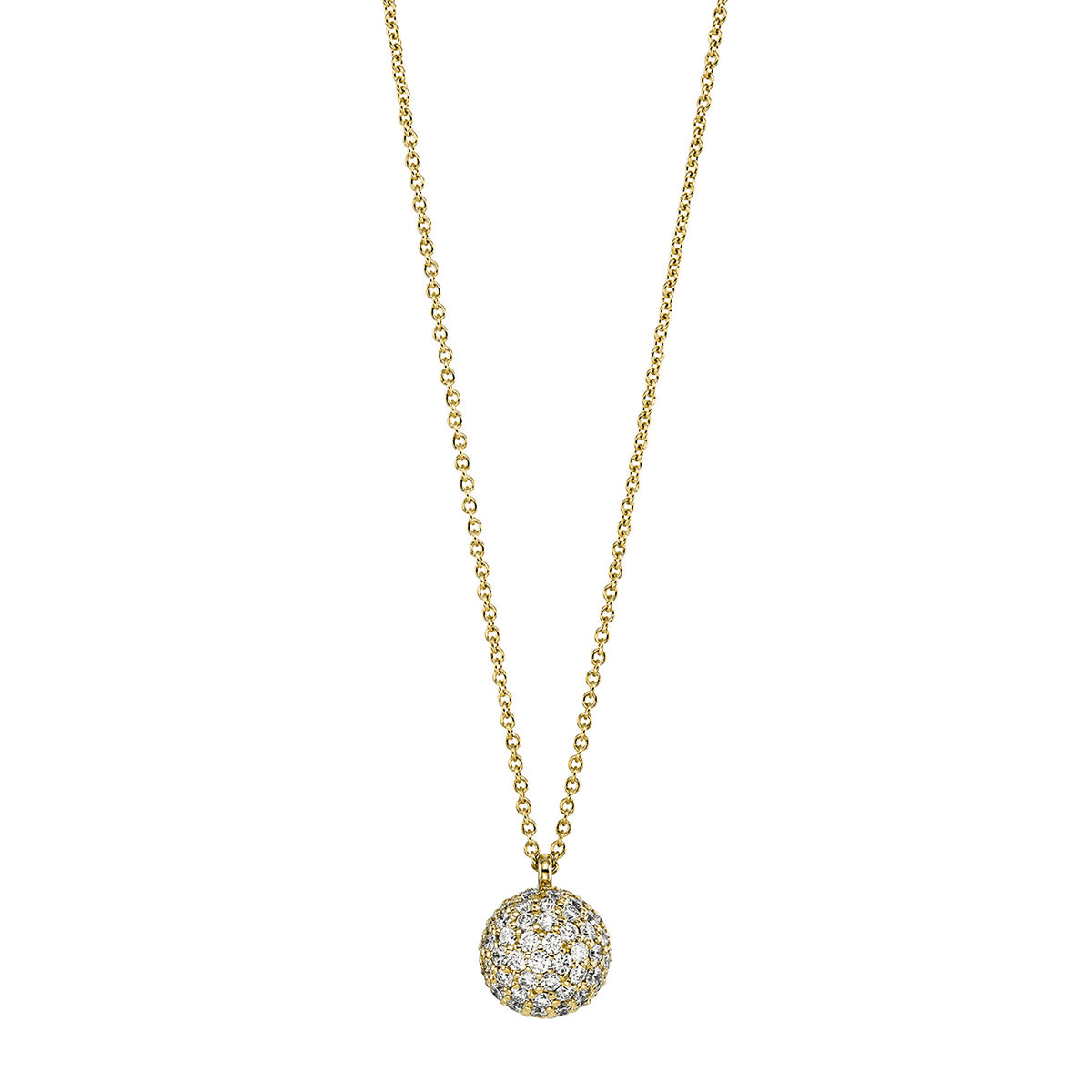 diamond full cut  pavé necklace in yellow gold