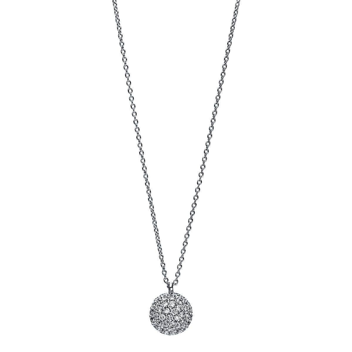 diamond full cut  pavé necklace in white gold