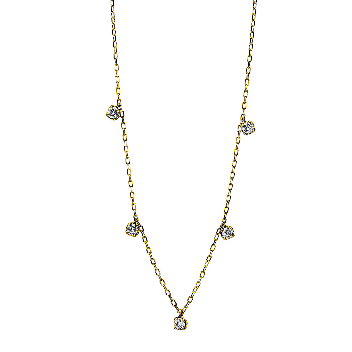 diamond full cut  modern woman necklace in yellow gold