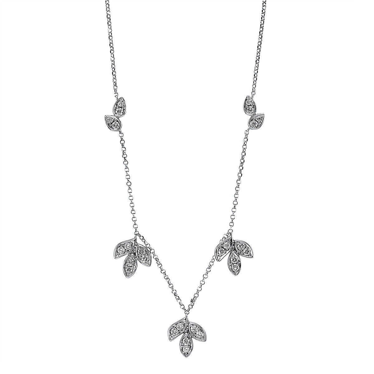 diamond full cut  modern woman necklace in white gold